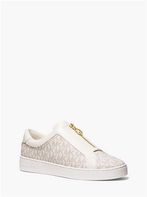 sneaker michael kors keaton in pelle bianca traforata|Keaton Signature Logo Zip.